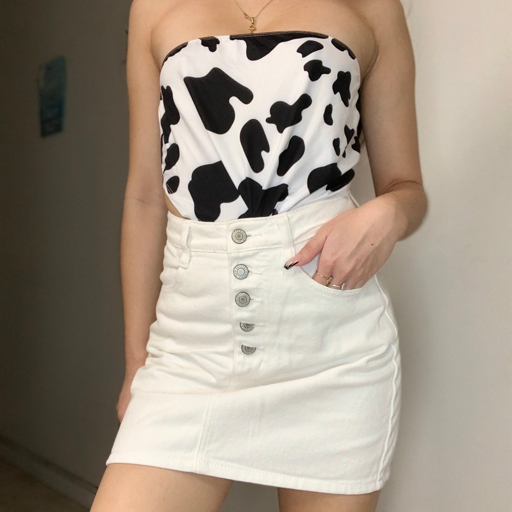 Brandy Melville white Crosby denim skirt